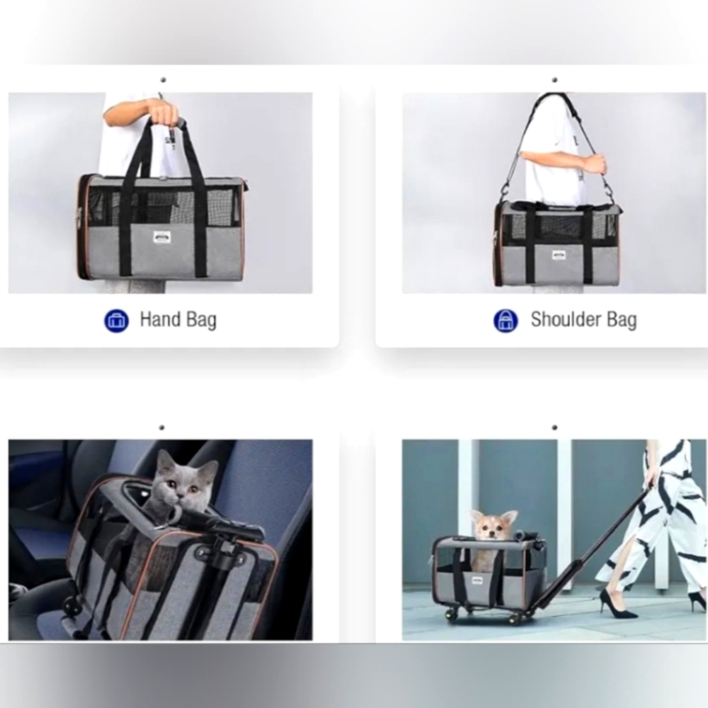 Rolling Pet Carrier, Grey, TSA👍🏻